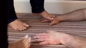 First time hand trampling for Mistress Lilith