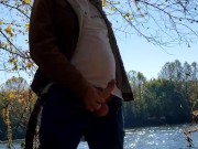 Ginger dick out at the river enjoying mother nature
