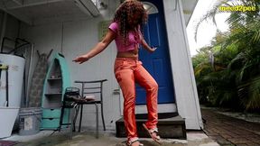 kiki cali locked out in orange pants