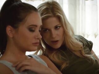 Gia Paige and Charlotte Stokely - lesbo - blond - brunette hair - masturbation - older - scissoring - BH - The Leading Lady