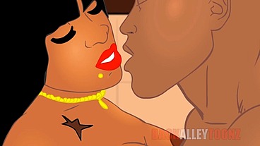 Big Black booty gets some bbc in her thick cartoon bubble butt