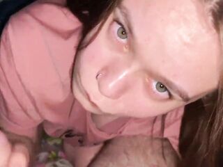 Late Night Cream Mask For My Stepdaughter. POV Oral-job Cum On Face