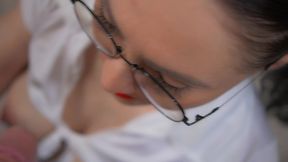 lewd milf gives blowjob her man s and gets cum.