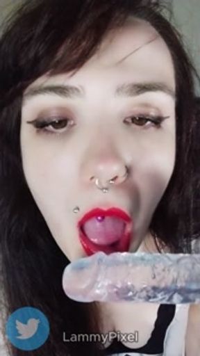 Handjob and sweet blowjob from Lammy Pixel with imitation of cumshot