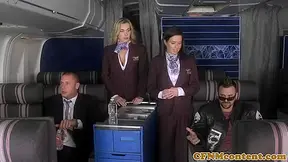 Assfucked CFNM stewardess joins mile high club