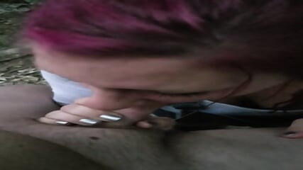 Redhead Outdoor BLOWJOB FINISH Cumshot Giving Head Till HANDJOB Sperm