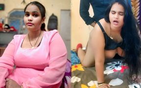 Horny Desi Curvy Girl in Pink Nighty & Black Bra - Innocent to Wild Crawling Pose Big Cleavage Tease