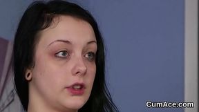 Randy hottie gets sperm load on her face gulping all the semen