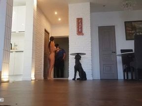 Babe in Medical Mask Bikini Meets Pizza Delivery Buddy