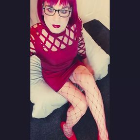 Crossdressing Juniper Beri in red