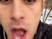 Cum play on tongue and swallowing load from cruiser