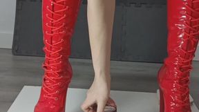 High Heels Boots against Chocolate Food