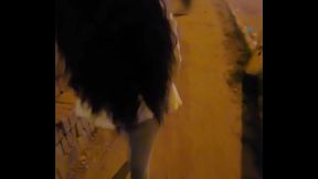 A couple has sex in public. Stepdaughter sucks her stepfather'_s dick on the street. Anal sex on the terrace of the building. Blowjob in public, outside doors. Part 1-2.