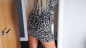 Nikkichick crushes a 1970 Plymouth Cuda in high heels with painted toe nails toy cars crush full body view