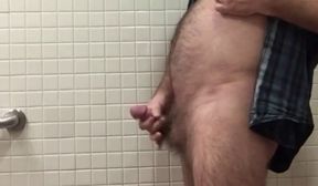 Hairy Daddy Strips and Strokes His Hard Cock