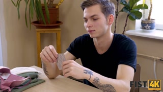 FIST4K. Guy wins strip poker game and shoves fist into GFs tight pussy