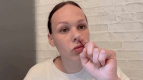 boogers from her nose