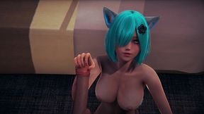 Neko collegegirl called you to the hotel to jerk off your cock