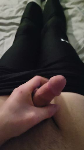 Cum wearing leggings and socks.   Clip 1