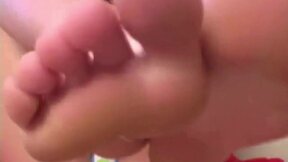 Naughty Denice showed natural tits & Foot Tease closeup