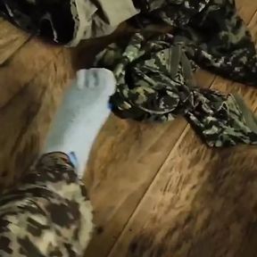 Military man masturbating alone