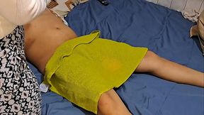 My neighbor gives me a really nice massage and ends up riding my cock