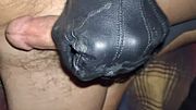 Short Sweaty Smoking & Spanking Shaft Edging In Creamy Leather Blazer