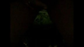 Black Crossdresser with big cock in red pant