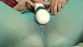 Latina Alex Casio Baby Blue See Through Spandex Pantyhose and Foaming Pussy