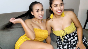 Huge tits Thai lesbian girlfriends having sexual fun in this homemade video
