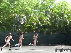 Rushes stripped down and does some lesbian acts in tennis court