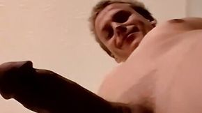 Blond stud Nick helped masturbate big cock with gay mouth