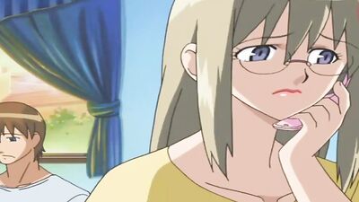 Kinky blonde glasses-wearing brunette seduces her father-in-law with her massive tits