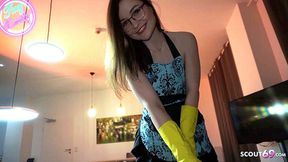 German teen maid's sloppy creampie POV ride as boss bangs her on workdays