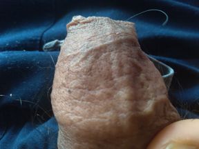 Man and his first masturbation of the day in close-up