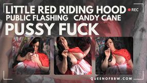 3305 Little Red Riding Hood Public Flash Candy Cane Pussy Fuck