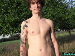 Euro picked up tattooed stud POV fucked outdoor 4 money