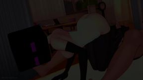 Caliente hace cosplay de Enderman para follar en la enfemer&iacute_a viste solo una toalla