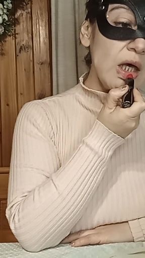 Maggy Applies Lipstick