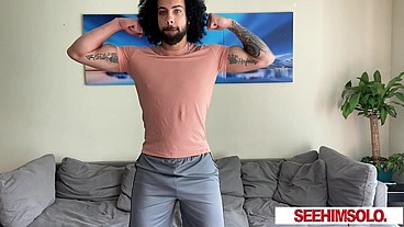 James Angel Strokes His Hard Cock While Showing His Hairy Asshole!