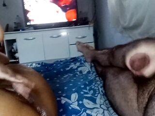 masturbating jointly until cumshot, watching the ebony stud destroying the white hotty&#039;s booty????⚽????