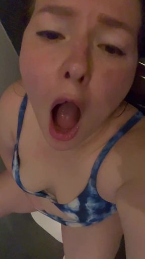 RISKY PUBLIC BATHROOM MASTURBATION AFTER SAUNA