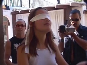 Sexy petite double penetrated anal party in the garden