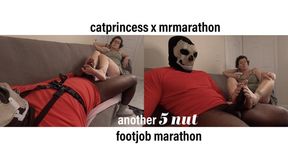 another 5 nuts back to back!! CatPrincess x MrMarathon, sexy size 9 milf feet on bbc, full figure Cat pov, foot fetish, fj, footjob, toejob, pink french tip toes