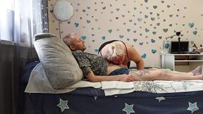 Step mommy gives deepthroat suck before a hot cumshot