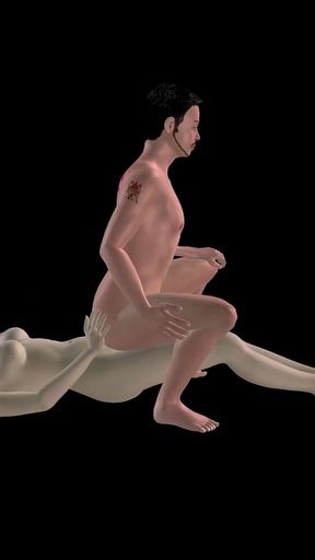Animated 3D Porn - Asian Man Riding Strap on in Ass by Beautiful Girl
