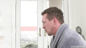 ”Pretty MOMMY Becky Bandini cuckolds her man & rides shaft”