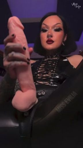 Goth Mistress with HUGE strap-on