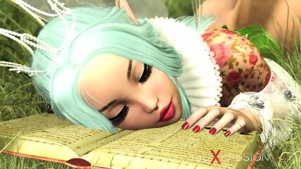 Threesome with a beautiful hot fairy and two orcs in the night forest