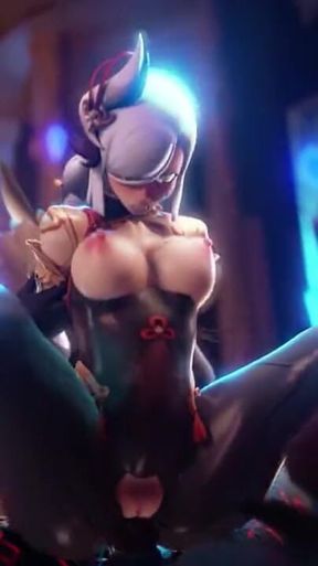 Shenhe Gets Threesomed by Hilichurls and a Mitachurl Genshin Impact 3D Orgy Waifu Sex Gangbang